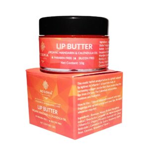 Ayurveda Lip Butter With Organic Mandarin and Calendula Oil, Protect Lips from UV Rays, Provides Lip Moisturization and Hydration, For Men & Women | 10 GM Brand: Rosenia