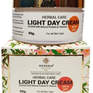 Rosenia Ayurveda Light Day Cream With SPF, Enriched with Natural Proteins and Vitamins For Skin Whitening, Tightening, Wrinkle Removal, Fine Line Reduction, 50 GM