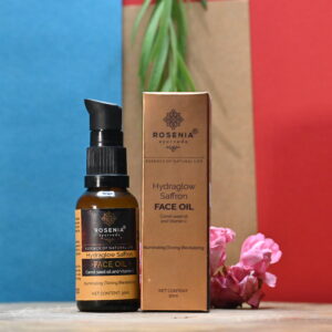 Rosenia Ayurveda Hydraglow Saffron Face Oil with Carrot Seed Oil and Vitamin C | For Illuminating, Toning and Revitalizing Skin | 30 ML